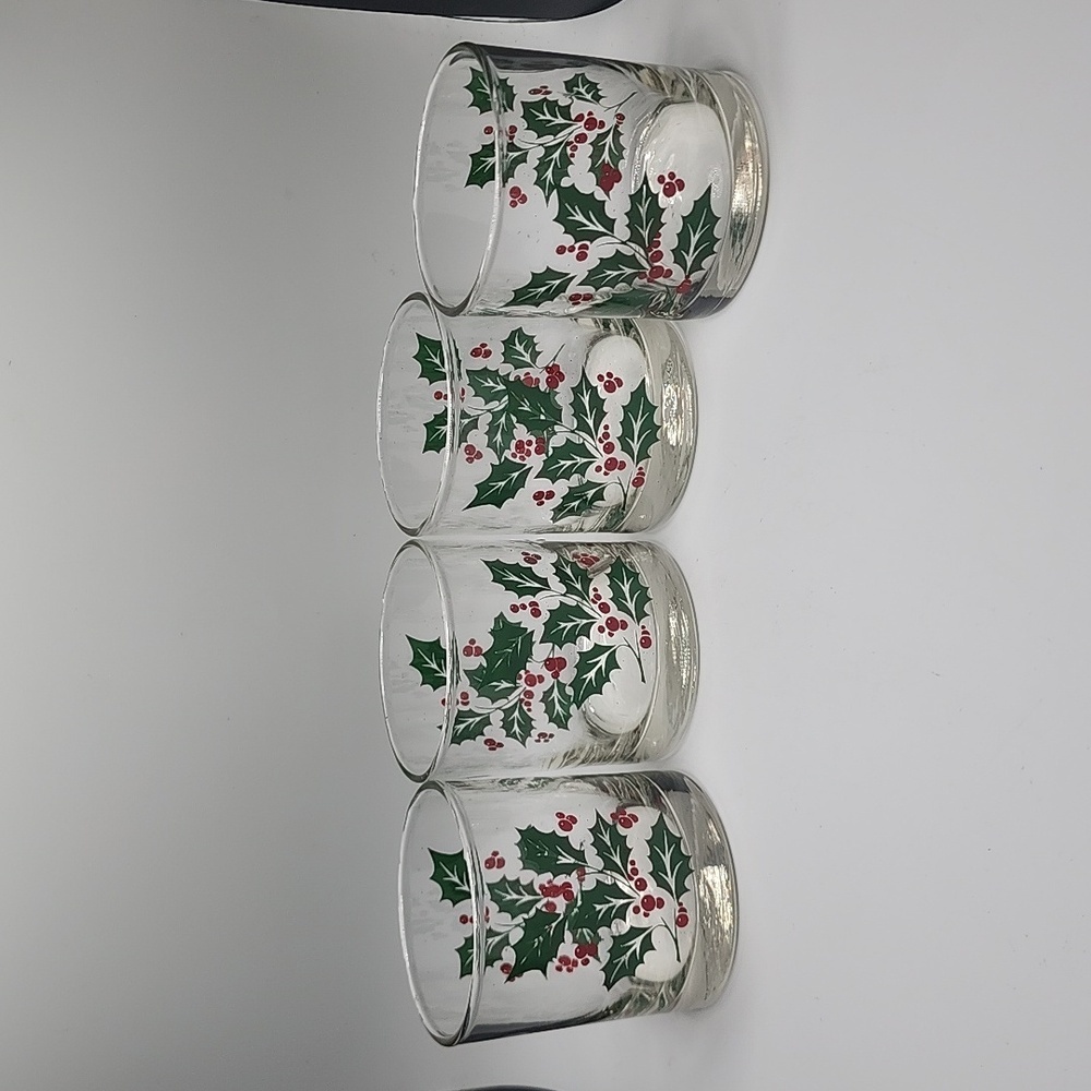 Bartlett Collins Holly & Berry Whiskey Old Fashioned Holiday Barware Vintage